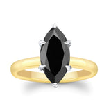 Marquise Black Diamond Solitaire Engagement Ring