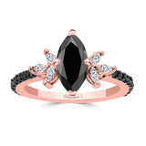 Marquise Cut Black Diamond Engagement Ring