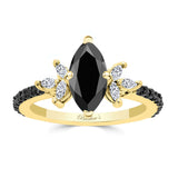Marquise Cut Black Diamond Engagement Ring