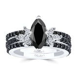 Marquise Cut Black Diamond Bridal Set With 2 Bands