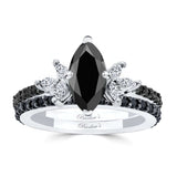 Marquise Cut Black Diamond Bridal Set