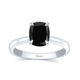 2 Carat Elongated Cushion Black Diamond Solitaire Ring