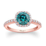 1 Carat Round Blue And White Diamond Halo Engagement Ring