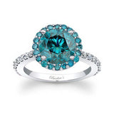 2 Carat Halo Blue Diamond Engagement Ring