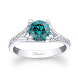 V Shaped Blue And White Diamond Engagement Ring