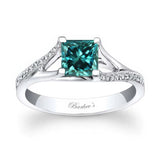 Princess Cut Blue And White Diamond V Shaped Ring