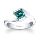 Princess Blue And White Diamond Solitaire Engagement Ring