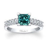 1 Ct Princess Cut Blue And White Diamond Ring