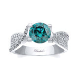 Pave Set Blue And White Diamond Ring