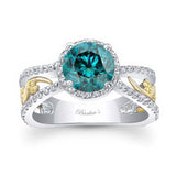 Unique 1 Carat Blue And White Diamond Halo Ring