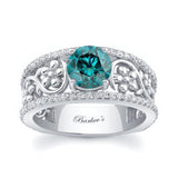 Vintage Floral Blue And White Diamond Engagement Ring