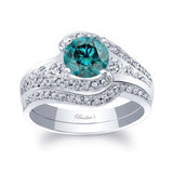 Unique Blue And White Diamond Bridal Set