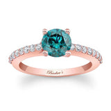 4 Prong Blue And White Diamond Engagement Ring