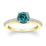 4 Prong Blue And White Diamond Engagement Ring