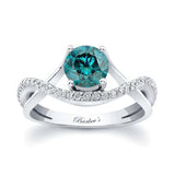 Split Shank Blue And White Diamond Pave Ring
