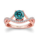 Split Shank Blue And White Diamond Pave Ring