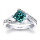 1 Carat Princess Cut Blue And White Diamond Engagement Ring