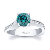 Channel Set Round Blue And White Diamond Ring