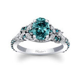 Vintage Marquise Oval Blue Diamond Engagement Ring