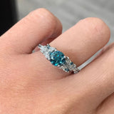 Vintage Marquise Blue Diamond Engagement Ring