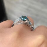 Vintage Marquise Blue Diamond Engagement Ring