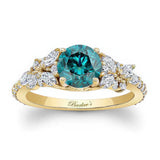 Vintage Marquise Blue And White Diamond Engagement Ring