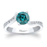 Open Bypass Blue And White Diamond Ring