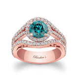 Halo Blue And White Diamond Ring