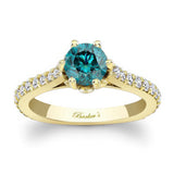 Flower Blue And White Diamond Ring