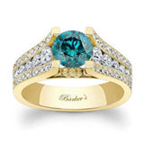 3 Row Pave Blue And White Diamond Ring