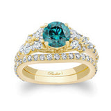 Vintage Marquise Blue And White Diamond Bridal Set