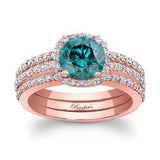 Halo Blue And White Diamond Wedding Set