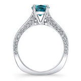 Round And Princess Cut Blue Diamond Ring