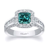 Princess Cut Halo Blue And White Diamond Ring