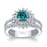 Blue And White Diamond Sunflower Bridal Set