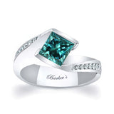 1 Carat Princess Cut Blue And White Diamond Bypass Ring