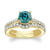 Traditional Blue And White Diamond Ring Set