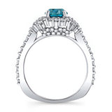Blue And White Diamond Cluster Ring