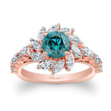 Blue And White Diamond Sunflower Engagement Ring