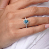 Blue And White Diamond Sunflower Engagement Ring