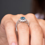 Blue And White Diamond Sunflower Engagement Ring