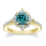 Classic Halo Blue And White Diamond Engagement Ring