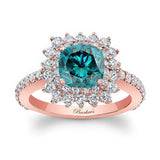 Starburst Blue And White Diamond Engagement Ring