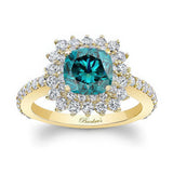 Starburst Blue And White Diamond Engagement Ring