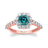 1 Carat Blue And White Diamond Halo Ring