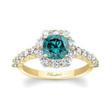 1 Carat Blue And White Diamond Halo Ring