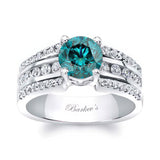 Round Blue And White Diamond Channel Set Engagement Ring
