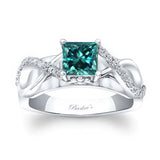 Blue And White Diamond Cathedral Engagement Ring
