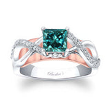 Blue And White Diamond Cathedral Engagement Ring