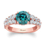 2 Carat Round Blue And White Diamond Engagement Ring